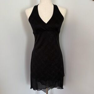2000s Iridescent Glitter Halter Mini Dress